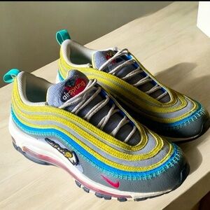 NIKE AIR MAX 97 SE AIR SPRUNG SNEAKERS Iron Grey Size 7 Pre-Owned Colorful
